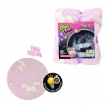 Leuchtende Plüschdecke mit Einhörnern 130 × 150 cm rosa