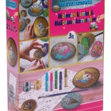 Malen auf Steinen – glitzerndes Einhorn