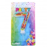 Party-Kerze für Kuchen – Zahl 7, Streifen