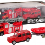 Set Feuerwehrfahrzeuge mit Schlauchboot