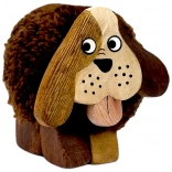Holzfigur Hund mit Bommel XL