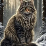 Diamantmalerei Katze im Wald 30x40cm