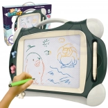 Farbenfrohe magnetische Zeichentafel mit 2 Stempeln in Grün