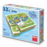 Dino Holz-Bilderwürfel auf dem Bauernhof – 12 Würfel