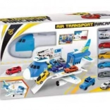 Klappbares Plastikflugzeug mit Autos und Hubschrauber