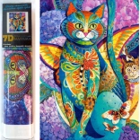 Diamantmalerei Katze in Blumen 30 × 40 cm