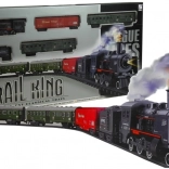 Große elektrische Eisenbahn mit Rauch und Lichtern, 4 Waggons, Ellipse 156 cm