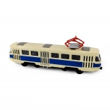 Metallische Retro-Straßenbahn T3 blau 16 cm mit Licht und Sound