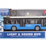 Blauer Stadtbus mit Licht und Sound