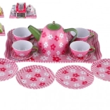 Kinder-Teeservice aus Blech, 14-tlg., auf Tablett