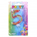 Party-Kerze Zahl 5 – Streifen