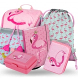 Schulset Zippy Flamingo: Schulranzen, Federmäppchen, Tasche, Mappe, Box