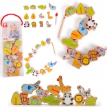 Holzfädelperlen Zoo Classic World, 13 Stück