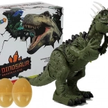 Grüner Dinosaurier mit Batteriebetrieb, Projektor, Geräuschen und Eierlegefunktion