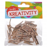 Bunte Holzklammern 3,5 cm mit Kordel, 15 Stk.