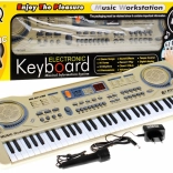 Beigefarbenes Keyboard für Kinder mit Mikrofon und USB-Player