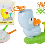 Geschicklichkeitsspiel Fang das Frisbee – Flugscheiben mit Katapult, blau