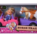 Puppe Evi Love mit Jeep und abnehmbarem Pferdeanhänger