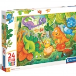 Clementoni Puzzle Glückliche Dinosaurier-Oase, MAXI 24 Teile