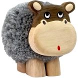 Holzfigur XL Nilpferd mit Bommel