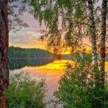 Diamantmalerei Sonnenuntergang über dem See 30x40 cm