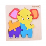 Holzpuzzle Elefant – bunte Lern-Einlegepuzzle für Kinder