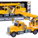 Gelber Lastkran mit Reibungsantrieb und Licht- und Toneffekten