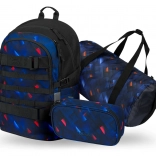BAAGL Set Rucksack, Federmäppchen und Sporttasche Skate Indigo