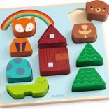 DJECO Puzz & Match Regenbogen – Holzpuzzle und Konstruktionsspiel für die Kleinsten