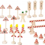 Goki großes Set Holz-Verkehrszeichen