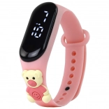 Kinder-Touchscreen-Uhr mit Bärenmotiv, rosa mit verstellbarem Armband