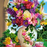 Puzzle 1500 Teile Vase mit Blumen – Kolibris