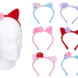 Karnevals-Haarreif Katzenohren mit Blume – Farbmix