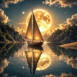 Diamantmalerei Mitternachtsfahrt 30 × 40 cm