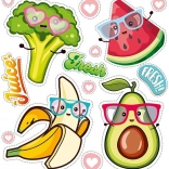 Fröhliche Früchte Bügelaufkleber