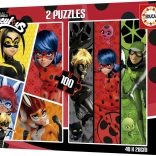 Kinderpuzzle EDUCA – Miraculous – Ladybug und Cat Noir 2×100 Teile