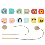 Cubika Wo wir wohnen – hölzernes Fädelset für Kinder