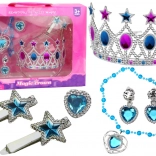 Set Kleine Prinzessin Krone Ohrringe Halskette Ring Haarclips