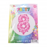 Aufblasbarer Ballon Zahl 8 rosa mit Herzchen