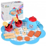 Blaues Holz-Teeset für Kinder mit Zubehör