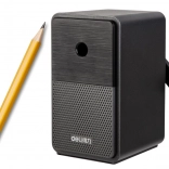 Manueller Kurbelspitzer mit Auffangbehälter und einstellbarer Spitze – schwarz