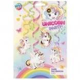 Hängende Spiraldekoration mit Einhorn, 6 Stk.