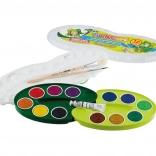 Wasserfarben mit Palette und Pinseln für Kinder