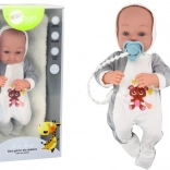 Stoffpuppe mit Schnuller und Zubehör 35 cm