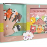 Set mit 5 Gummi-Fingerpuppen und Bauernhof-Büchlein, wasserfest, 3+