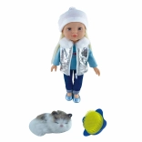 Puppe mit Katze 43 cm