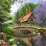 Puzzle Häuschen am Fluss 1000 Teile CASTORLAND