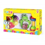 Set aus 3 Baby-Rasseln und Beißringen