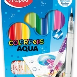Filzstifte MAPED Color'Peps Aqua mit Pinsel-Effekt, Set mit 10 Farben + Wassertankpinsel