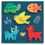 Djeco Holzpuzzle Tiere in Blau